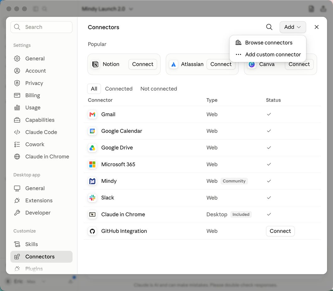 Click "Add", then "Browse connectors"