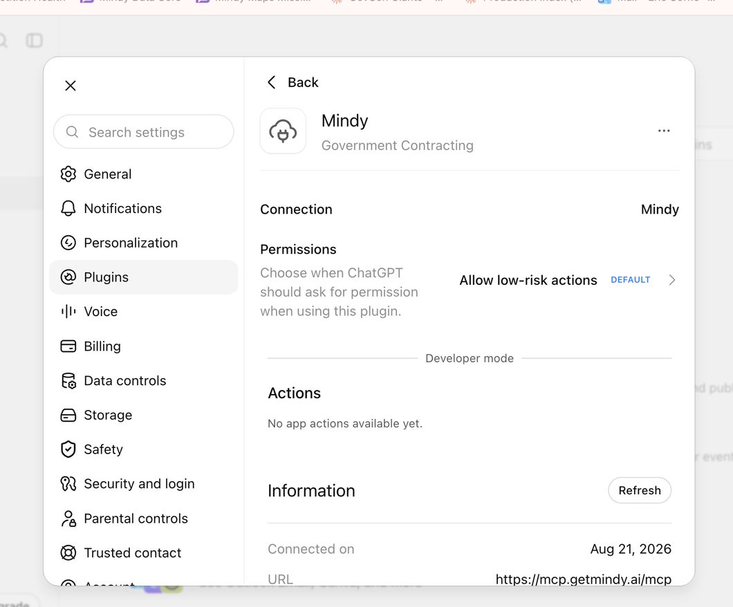 Done — Mindy is connected